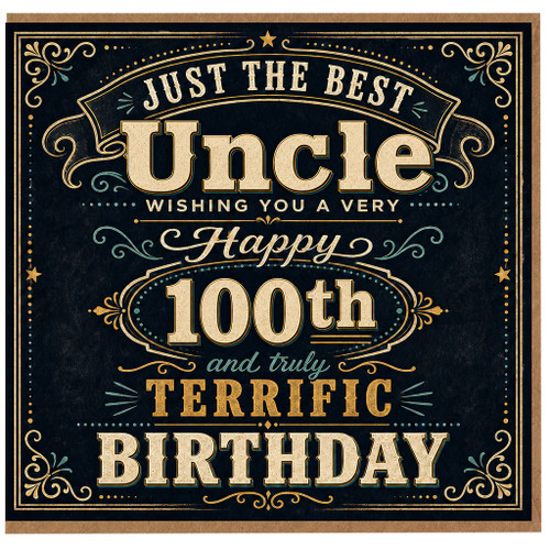 Uncle 100th Birthday Card, Just the Best Uncle Happy Birthday Card