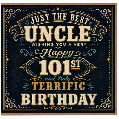 Uncle 101st Birthday Card, Happy 101st Birthday Card for Uncle