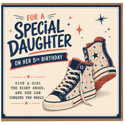 Daughter 5th Birthday Card, For a Special Daughter Birthday Card with Trainers Design