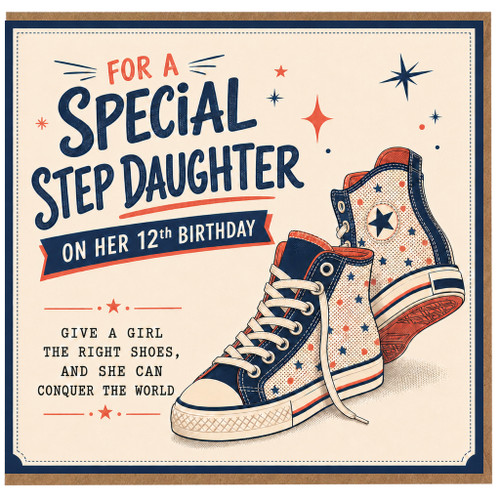Step Daughter 12th Birthday Card, Special Step Daughter Birthday Card