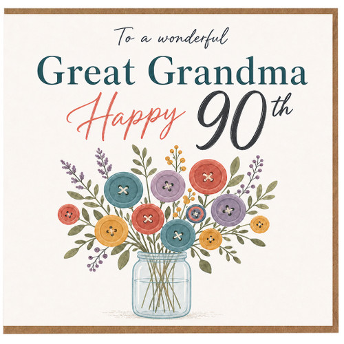 Great Grandma 90th Birthday Card, Wonderful Happy 90th Card for Great Grandma