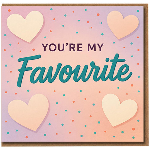 You're My Favourite Romantic Card - Cute Hearts Love/Anniversary Greeting Card for Partner, Boyfriend, Girlfriend, Husband or Wife