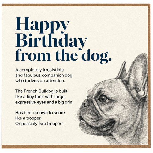 Dog Birthday Card, Happy Birthday from the Dog French Bulldog Card