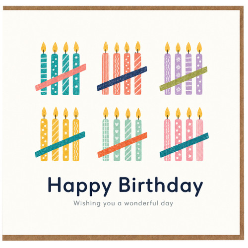 Happy Birthday Card, Colourful Candle Design