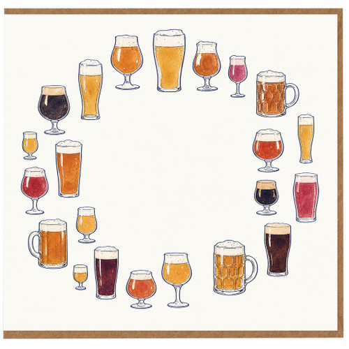Beer Lover Card, Assorted Beer Glasses Greeting Card