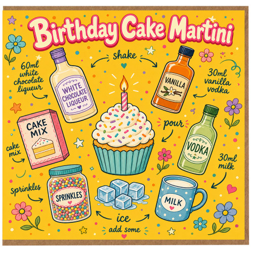 Birthday Cake Martini Birthday Card