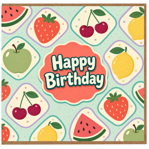 Birthday Card, Happy Birthday Fruit Pattern Card