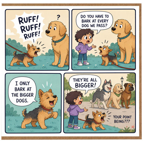 Funny Dog Card, Dog Lover Greeting Card, Humorous Comic Barking Dogs Card