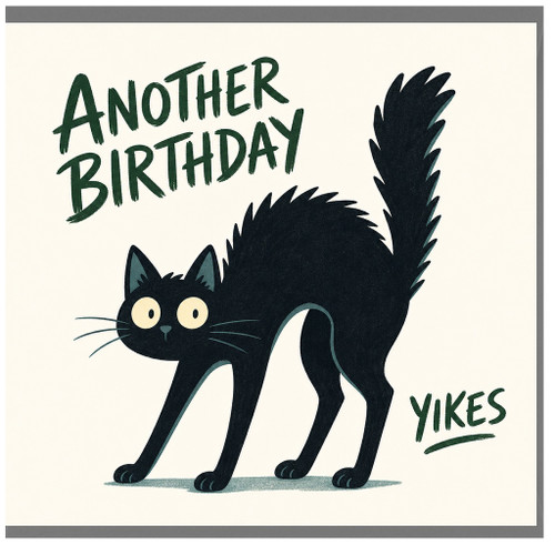 Cat Birthday Card, Another Birthday Yikes Greeting Card