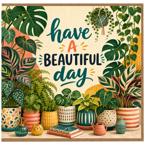 Have A Beautiful Day Card, Botanical Plant Greeting Card