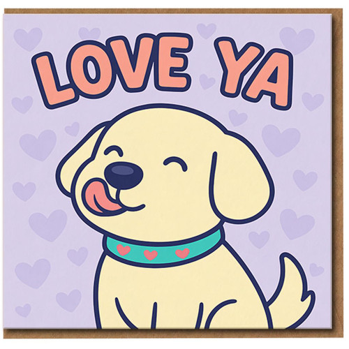 Love Ya Cute Puppy Card - Adorable Dog and Hearts - Romantic Love/Anniversary or Valentine’s Card for Partner, Boyfriend, Girlfriend, Husband or Wife