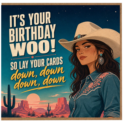 Birthday Card for Cowgirl, It's Your Birthday Woo Western Birthday Card