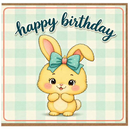 Birthday Card, Cute Bunny Happy Birthday Card