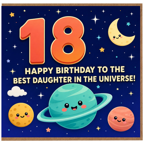 18th Birthday Card for Daughter, Happy Birthday to the Best Daughter in the Universe Space Theme