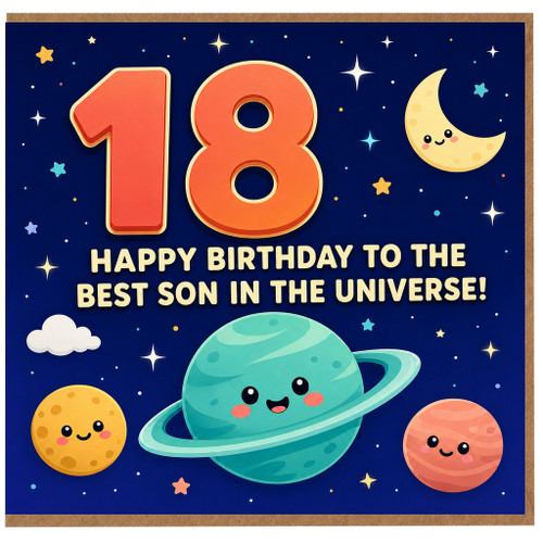18th Birthday Card for Son, Happy Birthday to the Best Son in the Universe