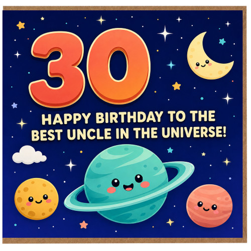30th Birthday Card for Uncle, Happy Birthday to the Best Uncle in the Universe