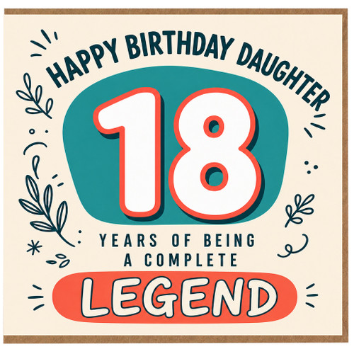 Daughter 18th Birthday Card, Happy 18th Birthday Legend Card