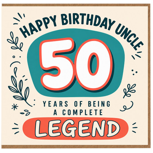 Uncle 30th Birthday Card, Happy Birthday Uncle Complete Legend 50 Years Old Card
