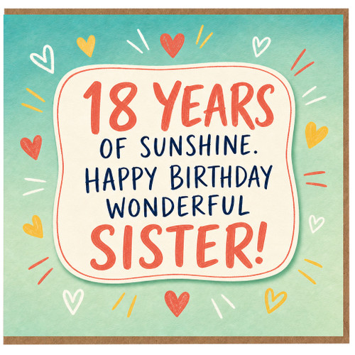 18th Birthday Card for Sister, Happy Birthday Wonderful Sister Card