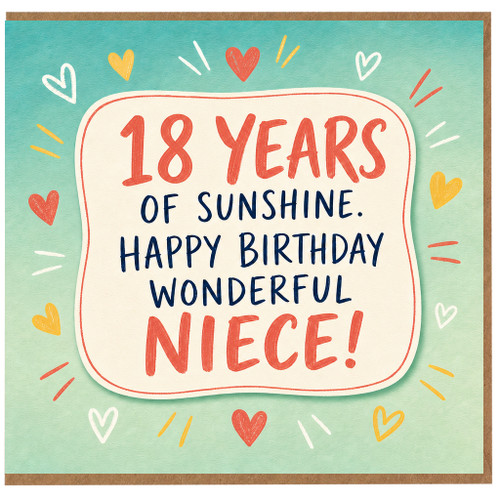 18th Birthday Card for Niece, 18 Years of Sunshine Happy Birthday Wonderful Niece Card