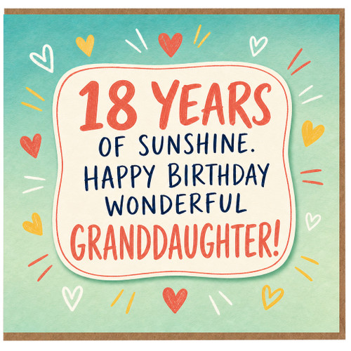 18th Birthday Card for Granddaughter, Happy Birthday Wonderful Granddaughter Card