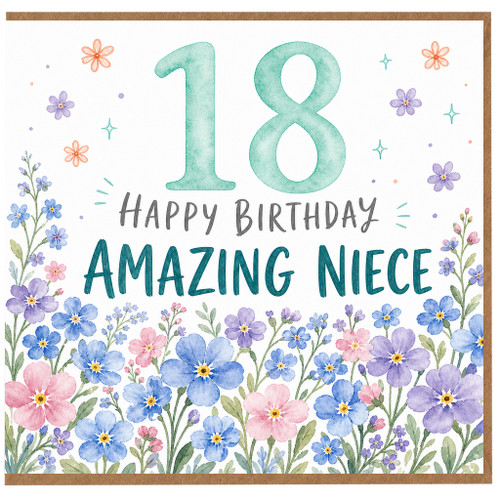 18th Birthday Card for Niece, Happy Birthday Amazing Niece Floral Card