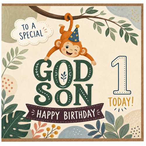 God Son 1st Birthday Card, To a Special Godson Happy Birthday Card
