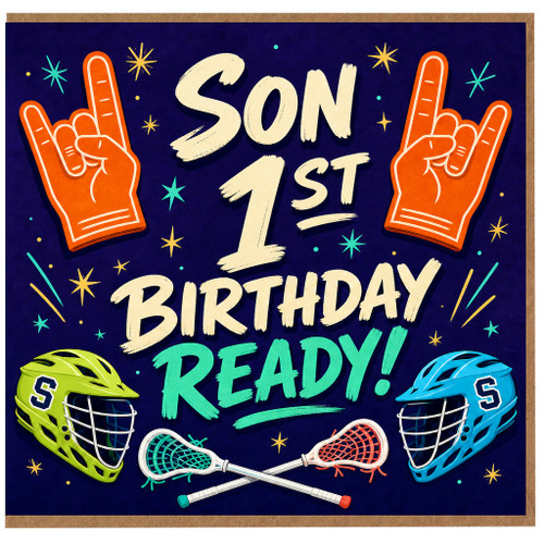 Son 1st Birthday Card, Lacrosse Sports Card