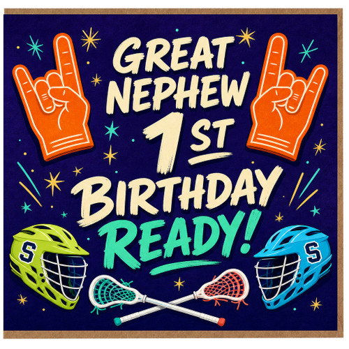 Great Nephew 1st Birthday Card, Lacrosse Sports Birthday Card