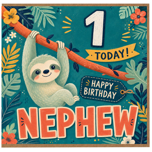 Nephew 1st Birthday Card, 1 Today Happy Birthday Nephew