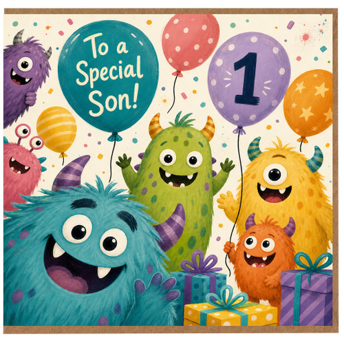 1st Birthday Card for Son, Special Son Birthday Card