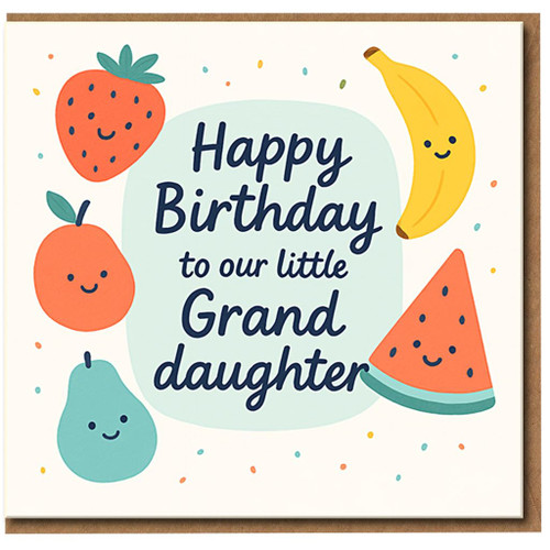 Granddaughter Birthday Card from Grandparents - Cute Fruit Characters - Happy Birthday to Our Little Granddaughter