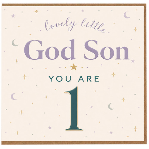Godson 1st Birthday Card, Lovely Little God Son You Are 1
