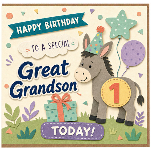 1st Birthday Card for Great Grandson