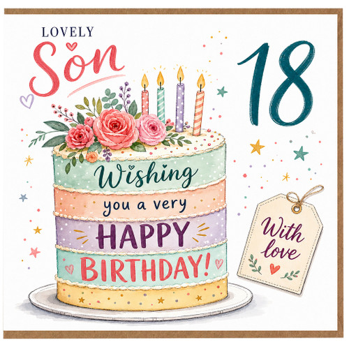 Son 18th Birthday Card, Lovely Son Happy Birthday Card