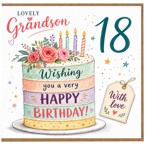 18th Birthday Card for Grandson, Lovely Grandson Happy Birthday Card