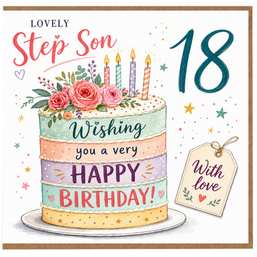 18th Birthday Card for Step Son, Lovely Step Son Happy Birthday Card