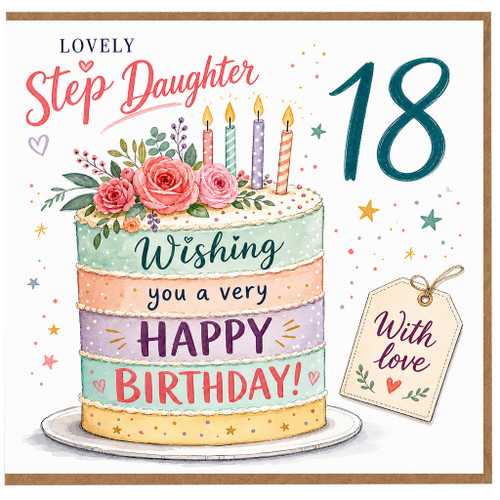 18th Birthday Card for Step Daughter, Lovely 18 Today Birthday Card