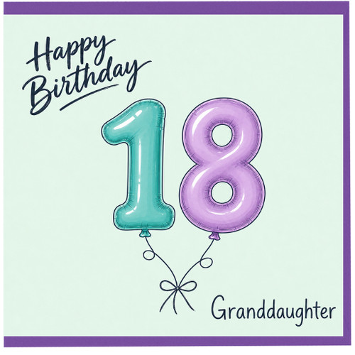 18th Birthday Card for Granddaughter, Happy Birthday Balloon Number 18 Card