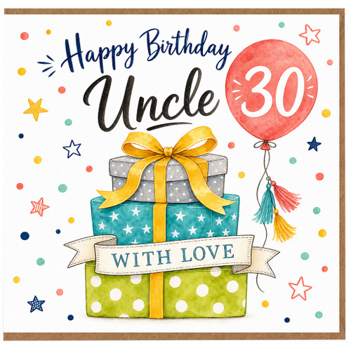 30th Birthday Card for Uncle, With Love Birthday Gift Design
