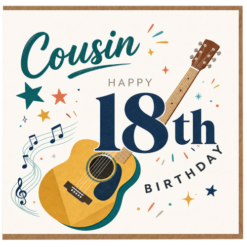 Cousin 18th Birthday Card, Musical Guitar Design
