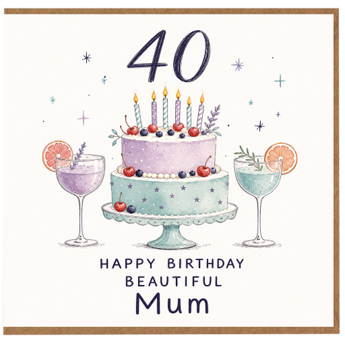 40th Birthday Card for Mum, Beautiful Mum Birthday Card