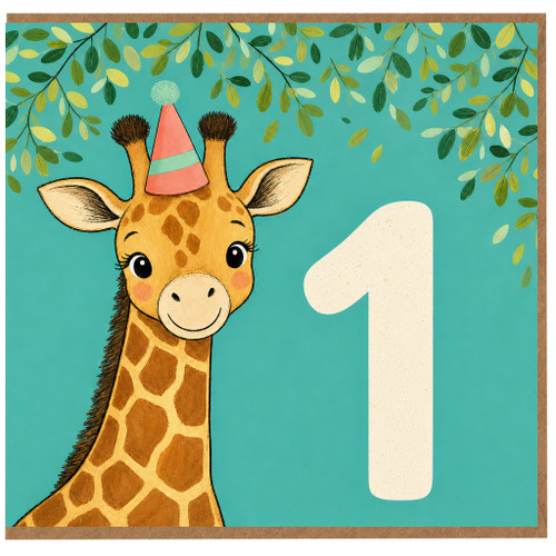 na 1st Birthday Card, Cute Giraffe Birthday Card