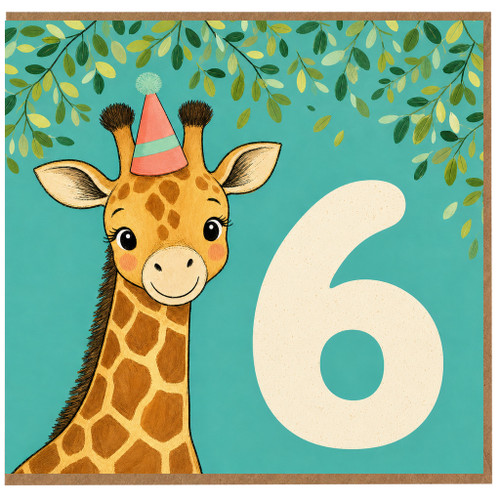 na 6th Birthday Card, Giraffe Card