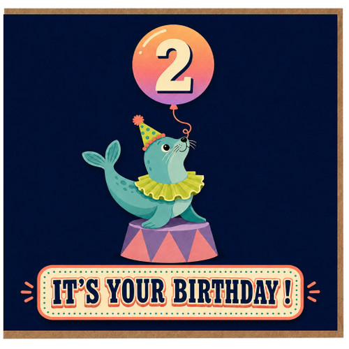 2nd Birthday Card, Cute Seal Birthday Card