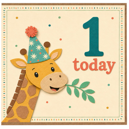 1st Birthday Card, Giraffe 1 Today Card