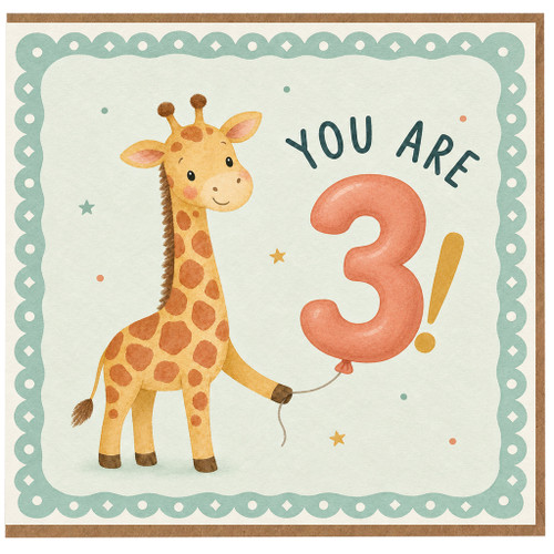 na 3rd Birthday Card, Cute Giraffe Birthday Card