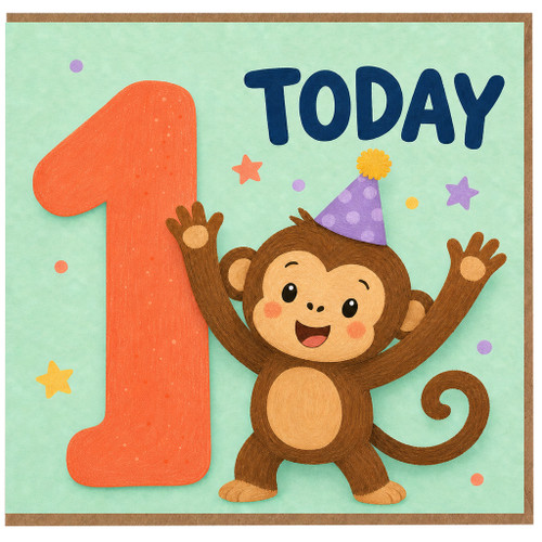 na 1st Birthday Card, Cute Monkey Today Card