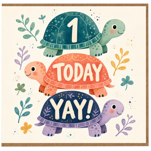 1st Birthday Card, Cute Turtle Today Yay Card