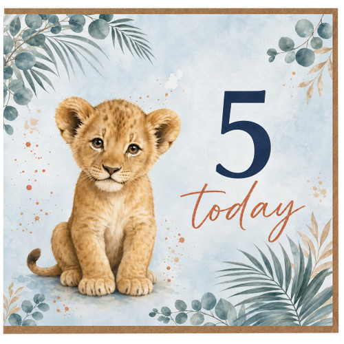 na 5th Birthday Card, Cute Lion Cub 5 Today